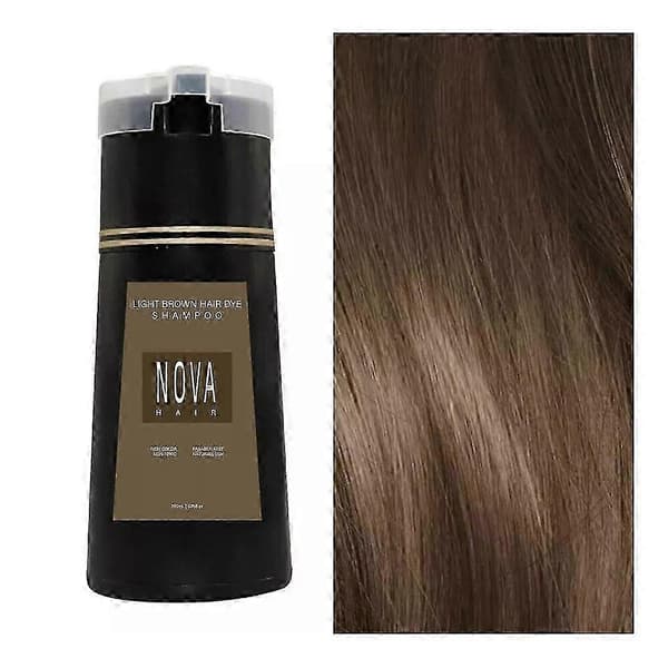 2025 Nova Hårfarveshampoo, Nova Hår Instant Farveshampoo, Hårfarveshampoo til hår (Lysebrun)