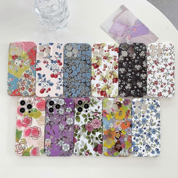 For iPhone 13 Pro Max Vannklistremerke Blomstermønster PC-telefondeksel