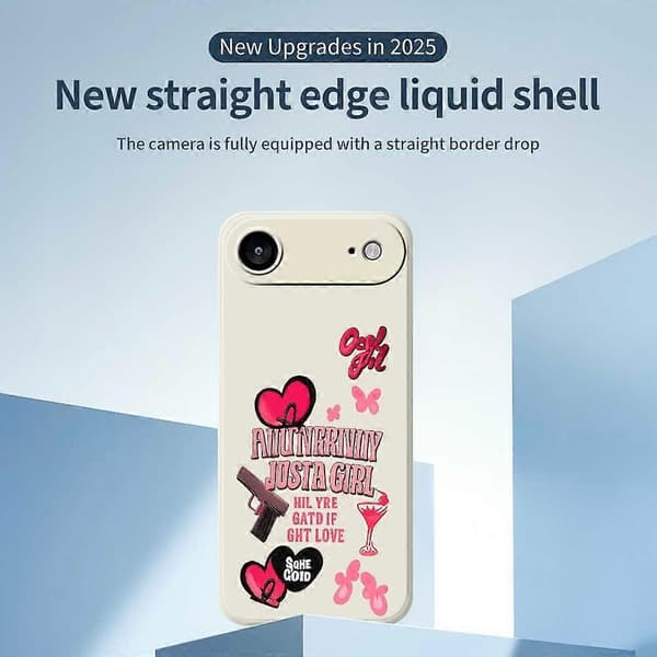 For iPhone 17 Air-deksel Rosa elementmønsterutskrift Rett kant TPU-telefonbakdeksel