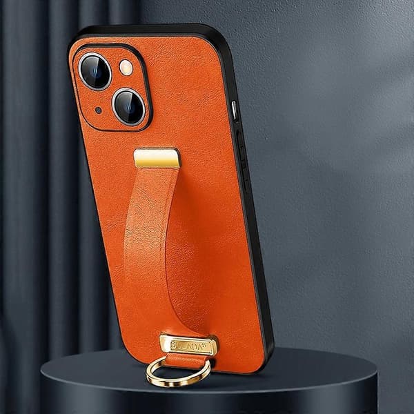 SULADA Tide Cool Series PC + Lädertextur Hudkänsla Telefonfodral (Orange, För iPhone 15)