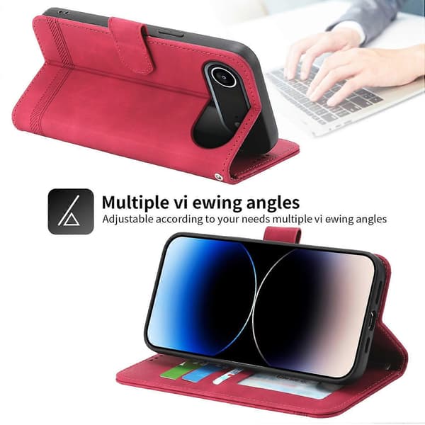 DIERFENG DF-03 för iPhone 17 Air Fodral med linjemönster Plånboksfodral i läder med handledsrem
