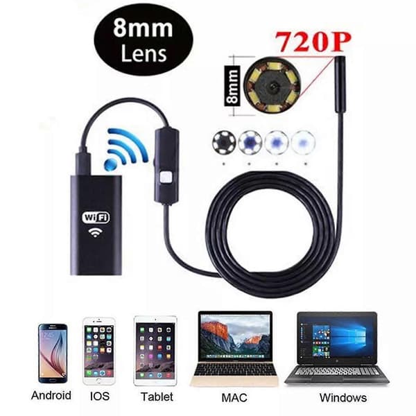 5M 8LED WiFi Boreskop Endoskop Slange Inspeksjonskamera for iPhone Android iOS