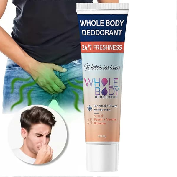 Helkroppsdeodorantkräm för kvinnor, persika- och vaniljblomdoft, aluminiumfri deodorant, 72 timmars luktskydd