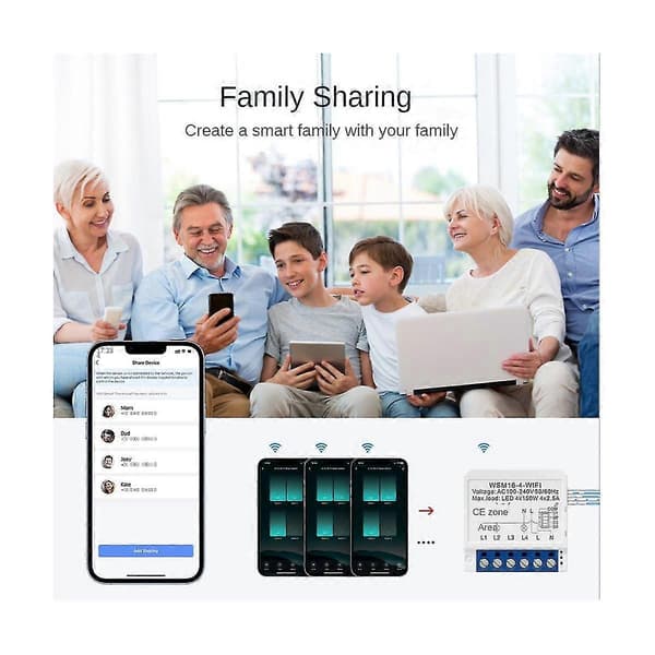 Wifi Smart Light Switch Module, tuya App Remote 2 Ways Control 2 Gang Mini Diy Breaker Work For , Go