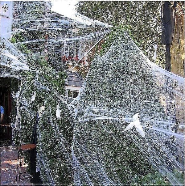 Halloween Spindelvæv Strækbart Spindelvæv Halloween Dekorationer Spindelvæv Og 8 Stk Edderkopper
