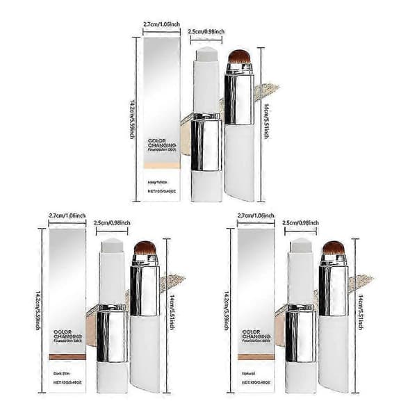 2-i-1 farveskiftende foundationstick, medium til fuld dækning, dugfrisk finish, base-makeup, god gaveidé