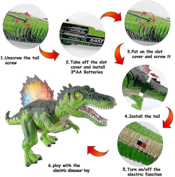 RC dinosauruslelu LED-silmillä, kävelevä ja karjuva sähkörobotti lapsille