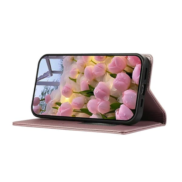 Til iPhone 17 Air Etui RFID Blokerende Pung Stand Rhombus Læder Telefoncover med Håndledsrem