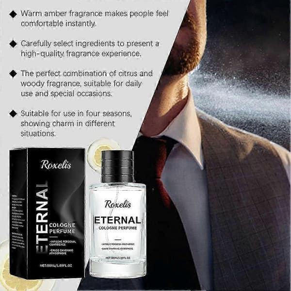 Eternal Cologne til Mænd, Langvarig Frisk Citron Citrusduft, 50ml Eau de Toilette, Gave til Mænd