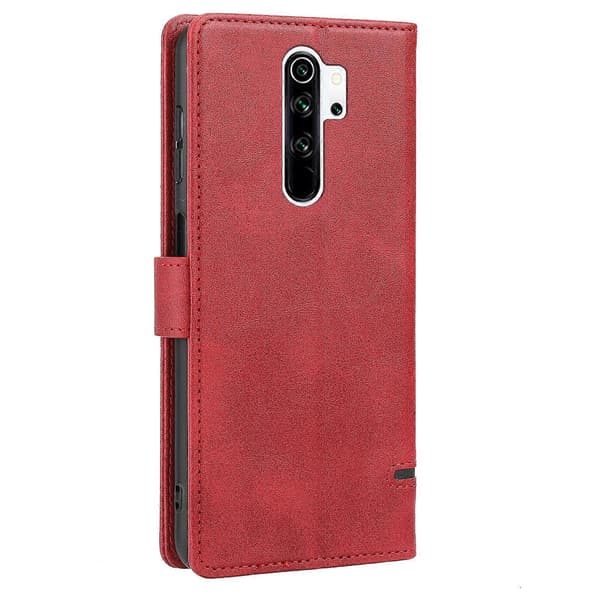 Plånboksfodral i Läder för Xiaomi Redmi 9 Classic (Röd)