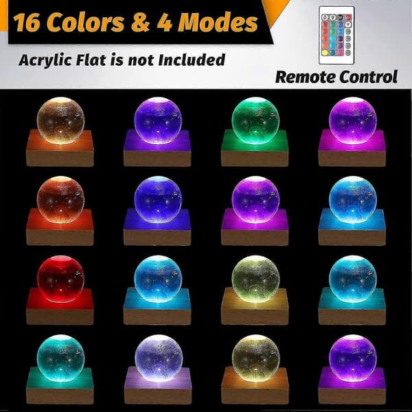 Stk Tre Led Nattlys Base Belyst Display Lampe Base Stativ Med Fjernkontroll For 3d Krystall