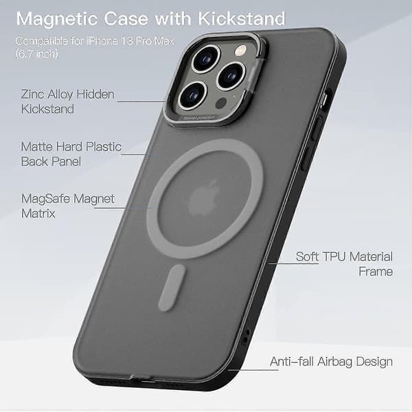 Magnetisk etui med støtte kompatibel med iPhone 13 Pro Max/iPhone 13 Pro/iPhone 13, S