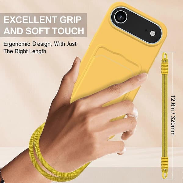 For iPhone 17 Air-deksel Flytende silikon kortholder telefon bakdeksel med kort stropp