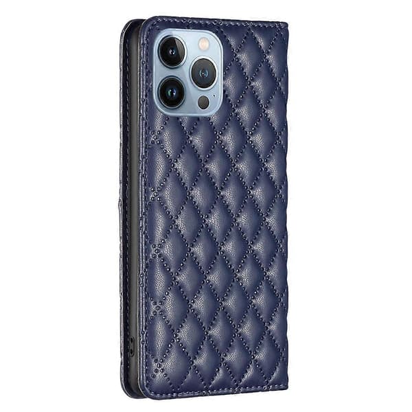 Til iPhone 13 Pro Diamond Lattice Magnetisk Læder Flip Telefoncover