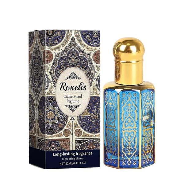 Cedertræ Arabisk Roll-On Parfume, Langvarig Mild Duft med Røgelse & Muskatnød, 12ml Bærbar