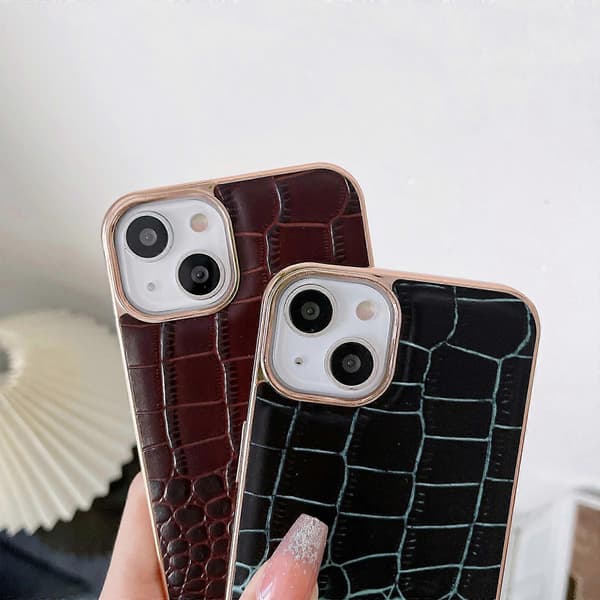 För iPhone 13 Pro Max Krokodiltextur Läder Nano Galvanisering Telefonfodral