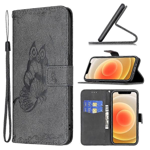 Fodral til iPhone 12 Cover Sort Sommerfugl Mobilcover