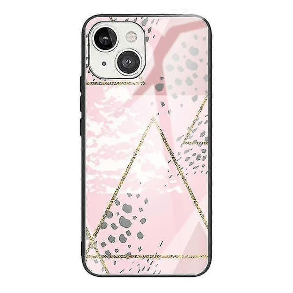 For iPhone 13 Mini Marmor Herdet Glass Bakdeksel TPU Kantdeksel (HCBL-25)