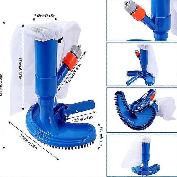 Mini Jet Pool Dammsugare med Bärbart Snabbrent Sugmunstycke med Borste och Slanganslutning (Slang ingår ej), Access Vacuum