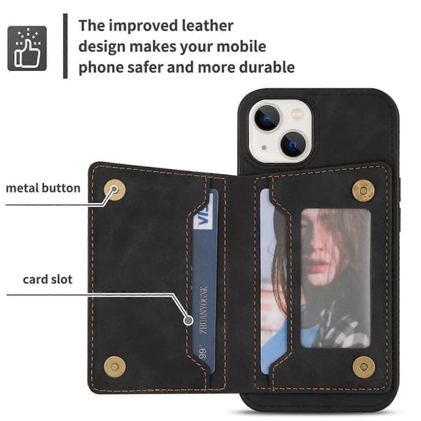 Til iPhone 13 lynlås kortholder telefoncover