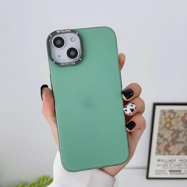 Til iPhone 13 Frosted Metal Lens Frame PC Telefoncover