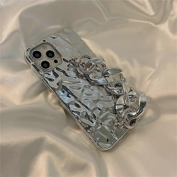 Etui kompatibelt med iPhone 13 Pro Max etui med kæde, piger glitter diamant etui