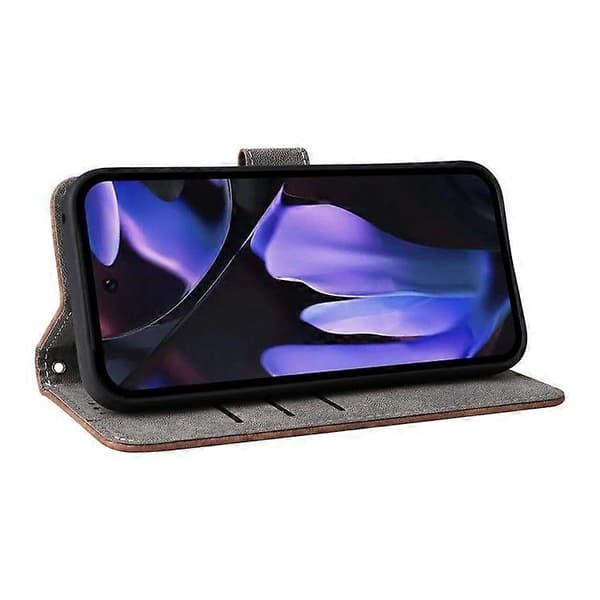 Til Google Pixel 9a Pung Etui PU Læder Cover Stand View (Brun)