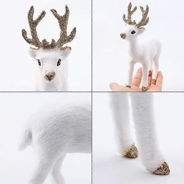 Sett med 2 hvite reinsdyrfigurer til jul - Elegant julepynt