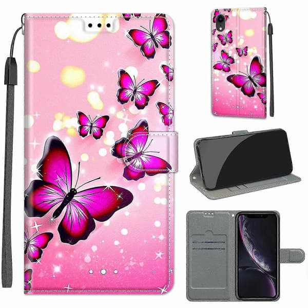 Etui til iPhone Xr Pink Butterfly Mobilcover