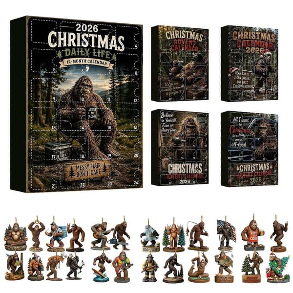 Jule-Bigfoot adventskalender blindboks, 24-dagers nedtelling med mystiske skapningspynt, samleobjekter til juletrepynt
