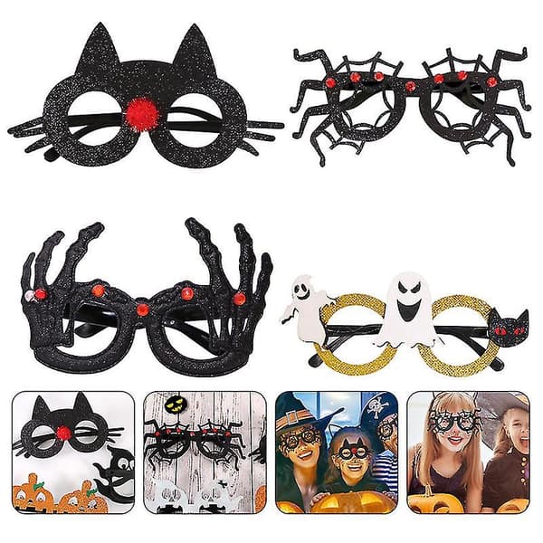 4 stk Halloween-briller til Halloween-dekor