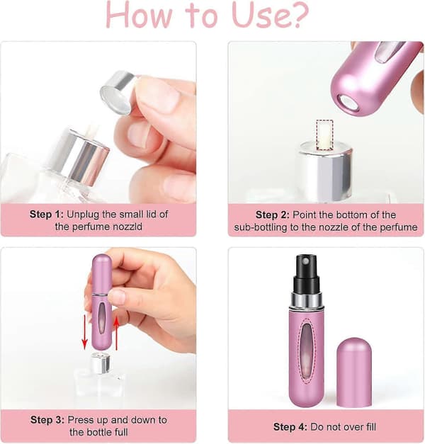Parfyme Reise Påfyllbare Atomizer Flasker, 5ml Bærbar Flaskesett, 5 Pakke