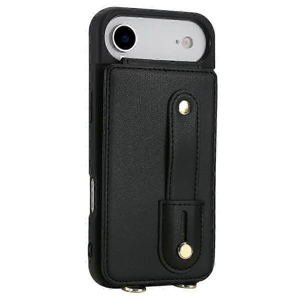 Compatible for iPhone 17 Air Case Stand Card Slots Leather Coated TPU Cover with Shoulder Strap
