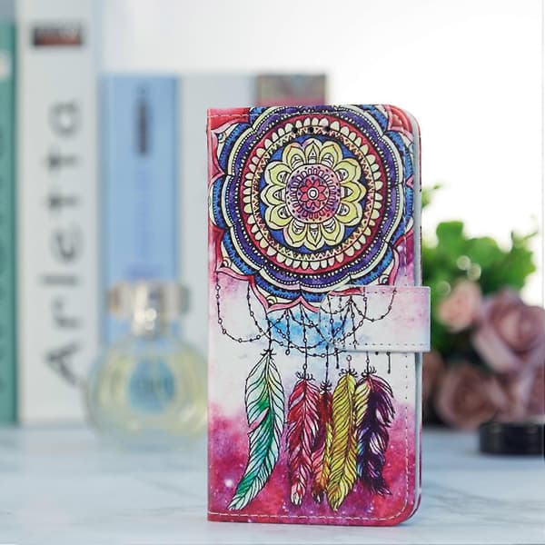 Til Google Pixel 6a Stand Wallet Telefoncover Mønstertryk PU Lædercover med Rem (Drømmefanger)