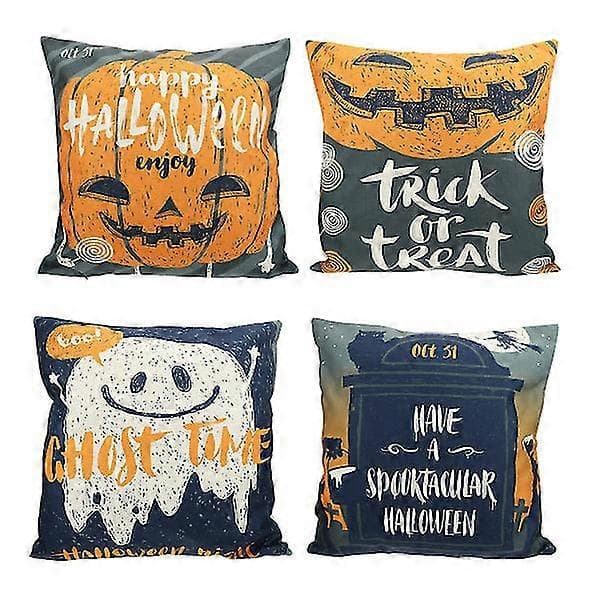 4 stk. Halloween pudebetræk græskar pudebetræk Halloween sofa indretning beige