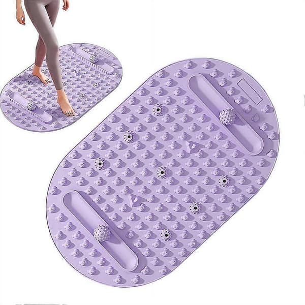 Silikone fodmassage måtte til zoneterapi og cirkulation, stor akupressurpude til indendørs jogging og smertelindring violet