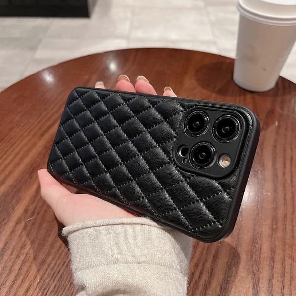 Til iPhone 11 Rhombisk Tekstur Lammeskind Telefoncover