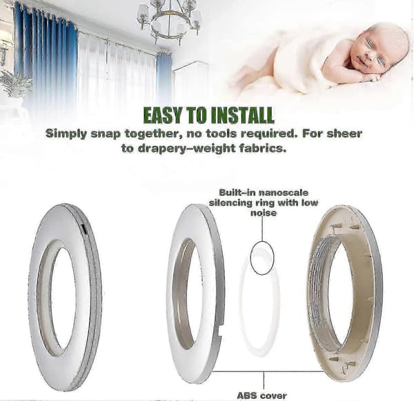 40 st gardinstangsringe, plastgardinøjer klips Indvendig diameter 40 mm