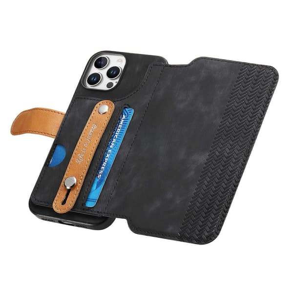 Til iPhone 16 Pro iPhone 16 Pro Max Pung Etui Retro Læder Telefoncover med Håndledsrem Støttefod