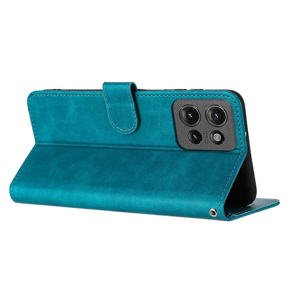 Solid kalvetekstur flip læder telefoncover (til Motorola Edge 50)