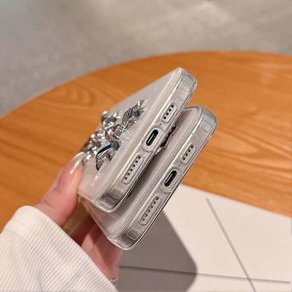 Designet for iPhone-deksel, 3D Diamond Bow Star Mykt Telefondeksel (Stjerne, for iPhone 16 Pro Max)