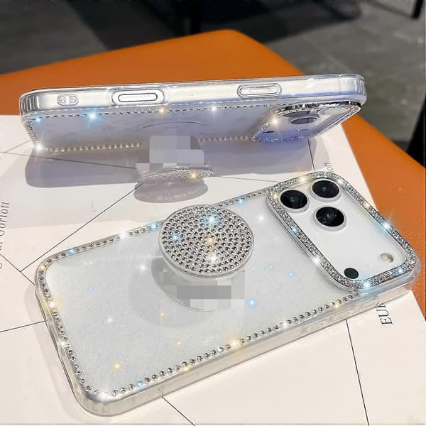 Diamant Glitter Diamant Rund Holder Telefoncover til iPhone 17 Pro Max