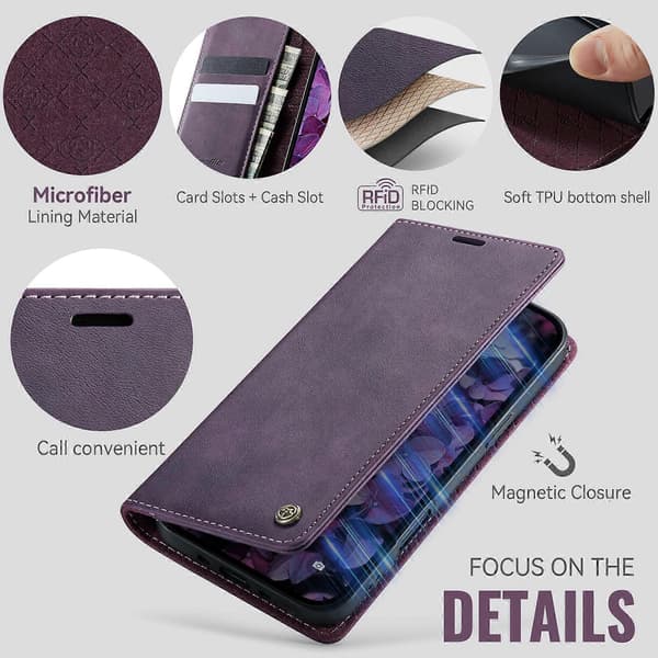 Compatible For iPhone 17 Air Case CASEME 033 Series RFID Wallet Stand Calf Texture Leather Phone Case
