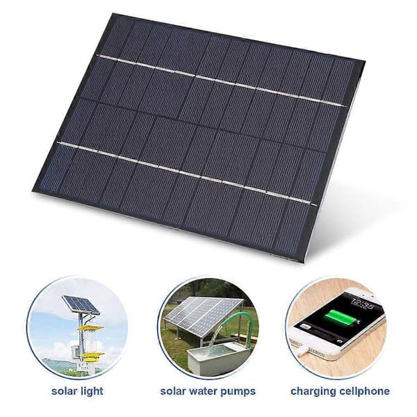 5.2W 12V Bærbart Polysilicium Solpanel Strømbatterioplader Modul til DIY + DC Output 5521