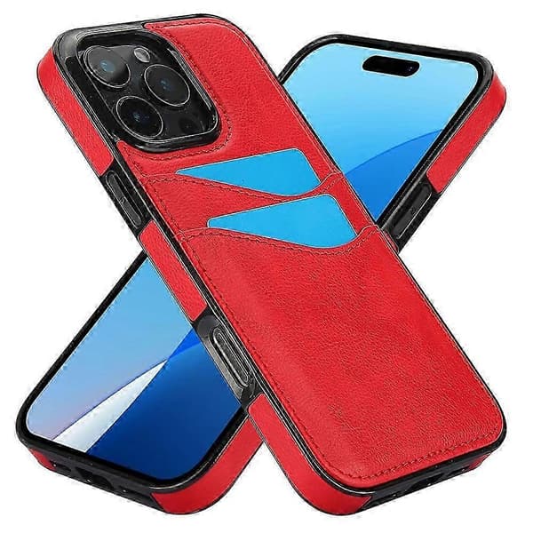 Til iPhone 16 Pro Max deksel med kortspor, slankt PU+TPU mobildeksel - Rosegull