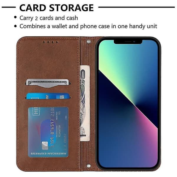 Til iPhone 13 Mini Fodbold Tekstur Magnetisk Læder Flip Telefonetui (brun)