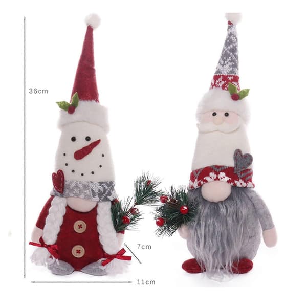 Lysende jule-snømann-gnomdukke - Uten nupper, strikket, myk, med lang nese, perfekt for barn