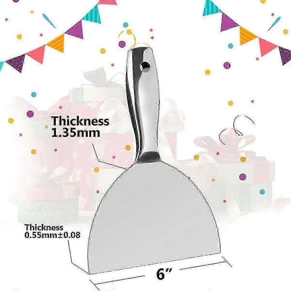 kniv 6 tommer, ét stykke premium poleret skraber i rustfrit stål til gipspladefinish