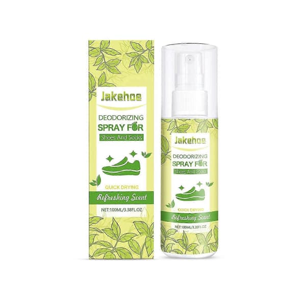 Antibakteriel sko- og strømpedeodorantspray, frisk grøn te-duft, lugtfjerner, 100 ml