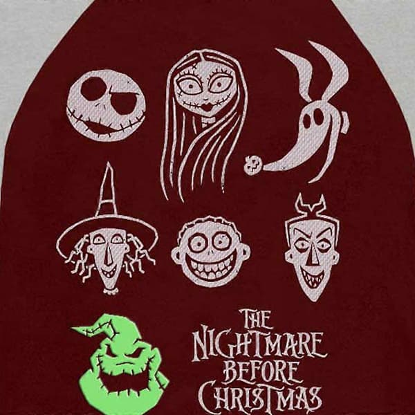 The Nightmare Before Christmas Stacked Faces Raglan-langermet T-skjorte